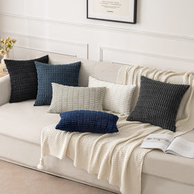 MIULEE corduroy pillow cover close-up showing stripe detail and texture