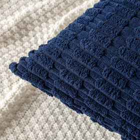 MIULEE corduroy pillow cover front view in dark blue for modern farmhouse style