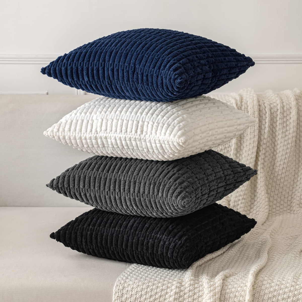 MIULEE corduroy pillow cover soft texture close-up for durable décor