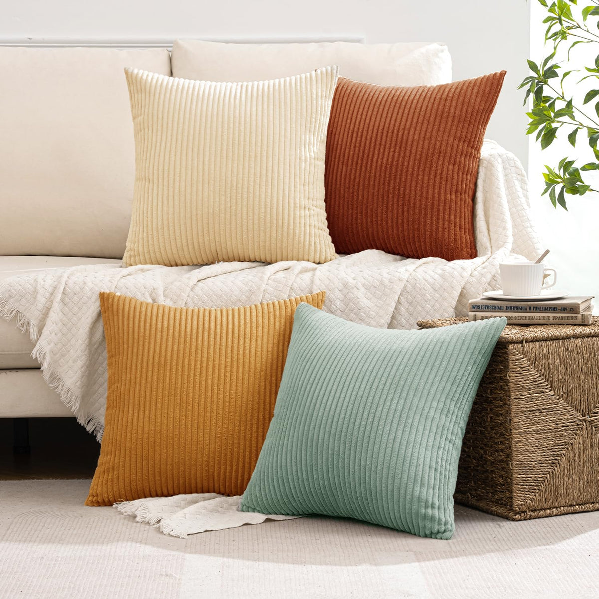MIULEE Premium corduroy pillow cover easy care for daily use