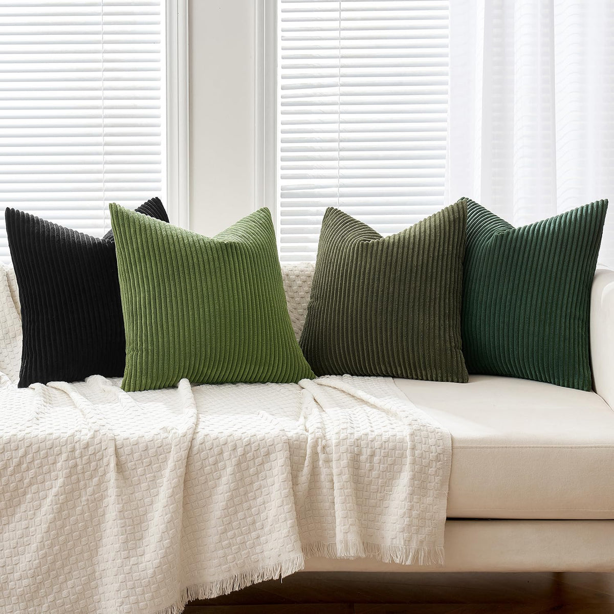 MIULEE corduroy pillow cover with stripe design enhances cozy living room decor