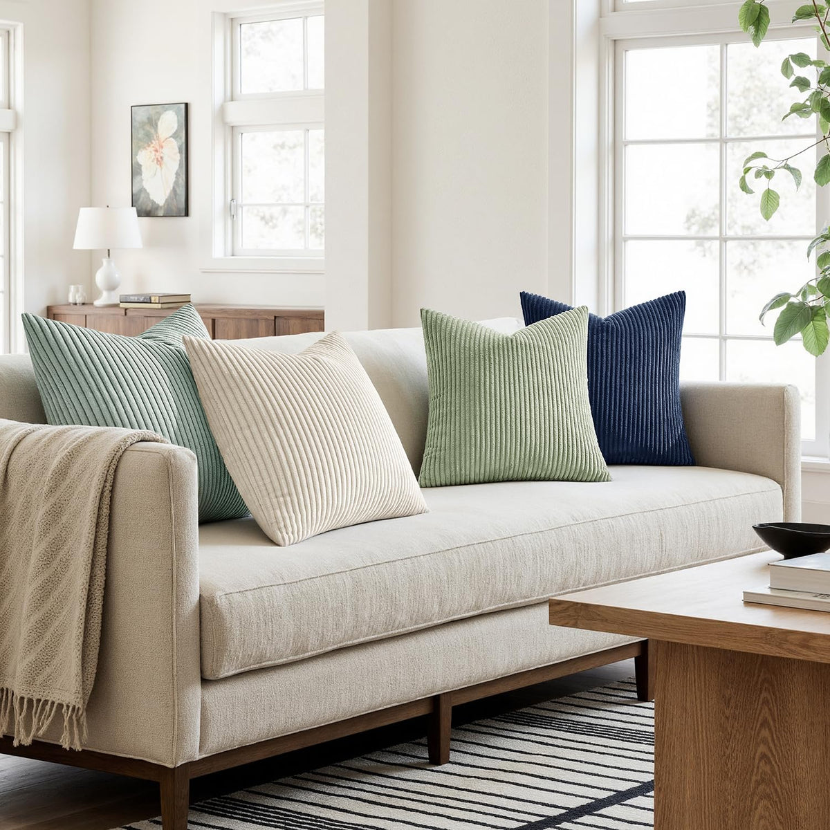 MIULEE corduroy soft texture pillow cover 18x18 enhances sofa comfort