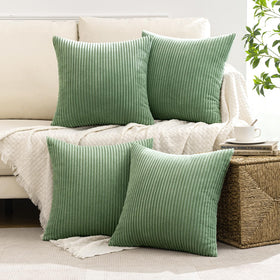 MIULEE corduroy texture pillow cover in sage green with soft tactile touch.
