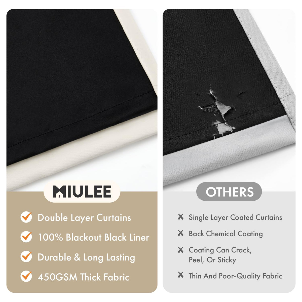 MIULEE Cream curtain installation demo shows simple rod fitting.
