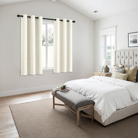 MIULEE cream blackout curtains close-up showing smooth drape