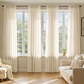 MIULEE cream sheer curtains four-panel setup providing full window coverage