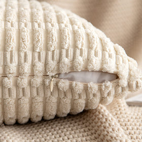 MIULEE cream-white corduroy close-up highlighting warm color.