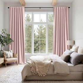 MIULEE pink linen drapes in a nursery setting for privacy and warmth.