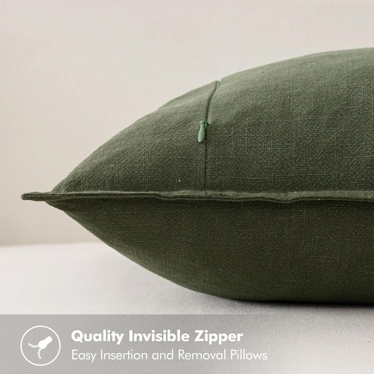 MIULEE dark olive linen euro sham set of 2 ideal for sofa or bed