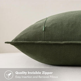 MIULEE dark olive linen euro sham set of 2 ideal for sofa or bed