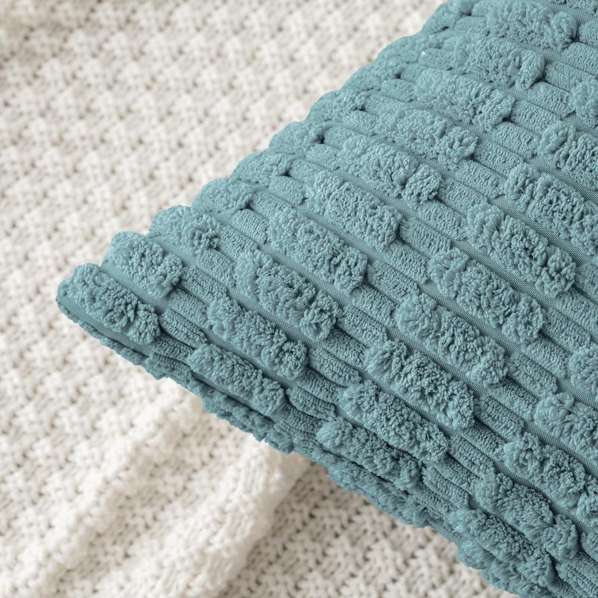 MIULEE decorative blue-gray cover elevates sofa styling and beachy coastal vibes.