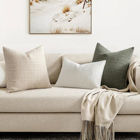 MIULEE beige shams on sofa showcase neutral warmth and versatile styling.