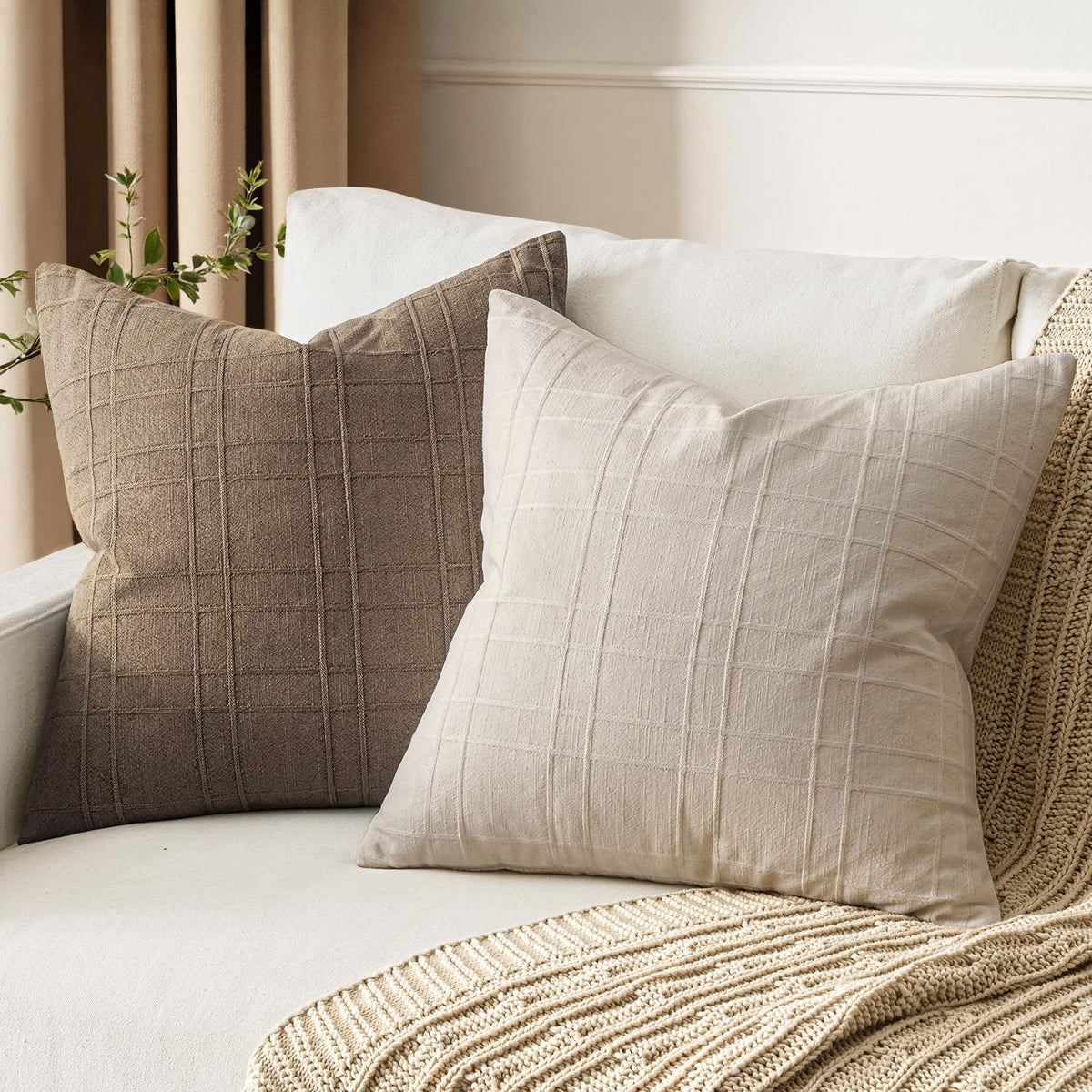 MIULEE linen check shams black contrast adds bold contemporary accent.