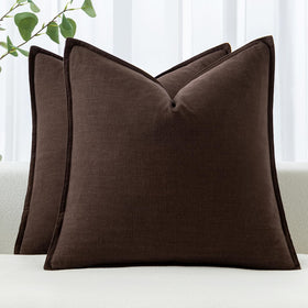 MIULEE linen euro sham pillow cover in dark brown, soft and breathable for cozy living rooms.
