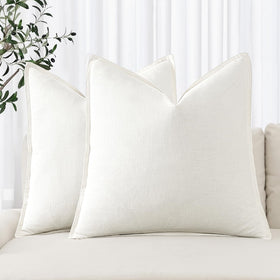 MIULEE decorative linen euro sham in cream shows soft texture ideal for cozy couches