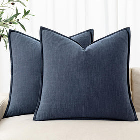 MIULEE decorative linen euro sham 24x24 in indigo blue adds coastal elegance to sofas