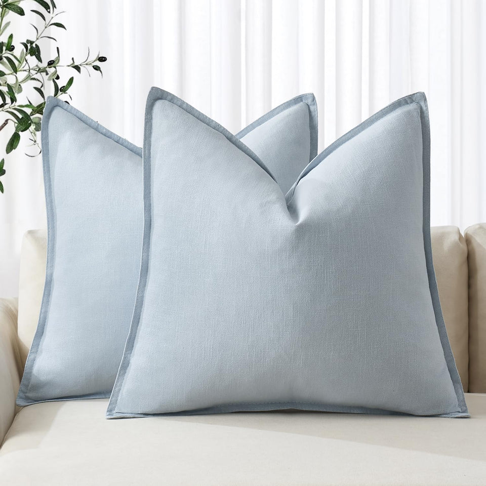 MIULEE decorative linen euro sham in light blue adds coastal calm to your sofa