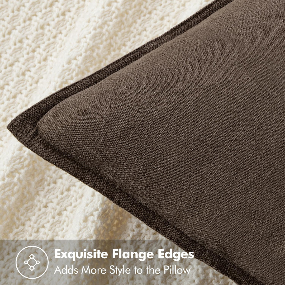 MIULEE decorative linen euro sham 26x26 dark coffee with hidden zipper for easy insertion.
