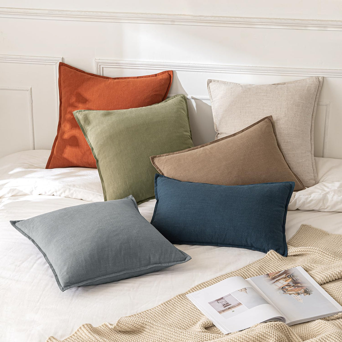MIULEE euro sham cover in a bedroom setup with neutral tones for calm ambience