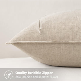 MIULEE linen pillow cover back zipper detail for a seamless look