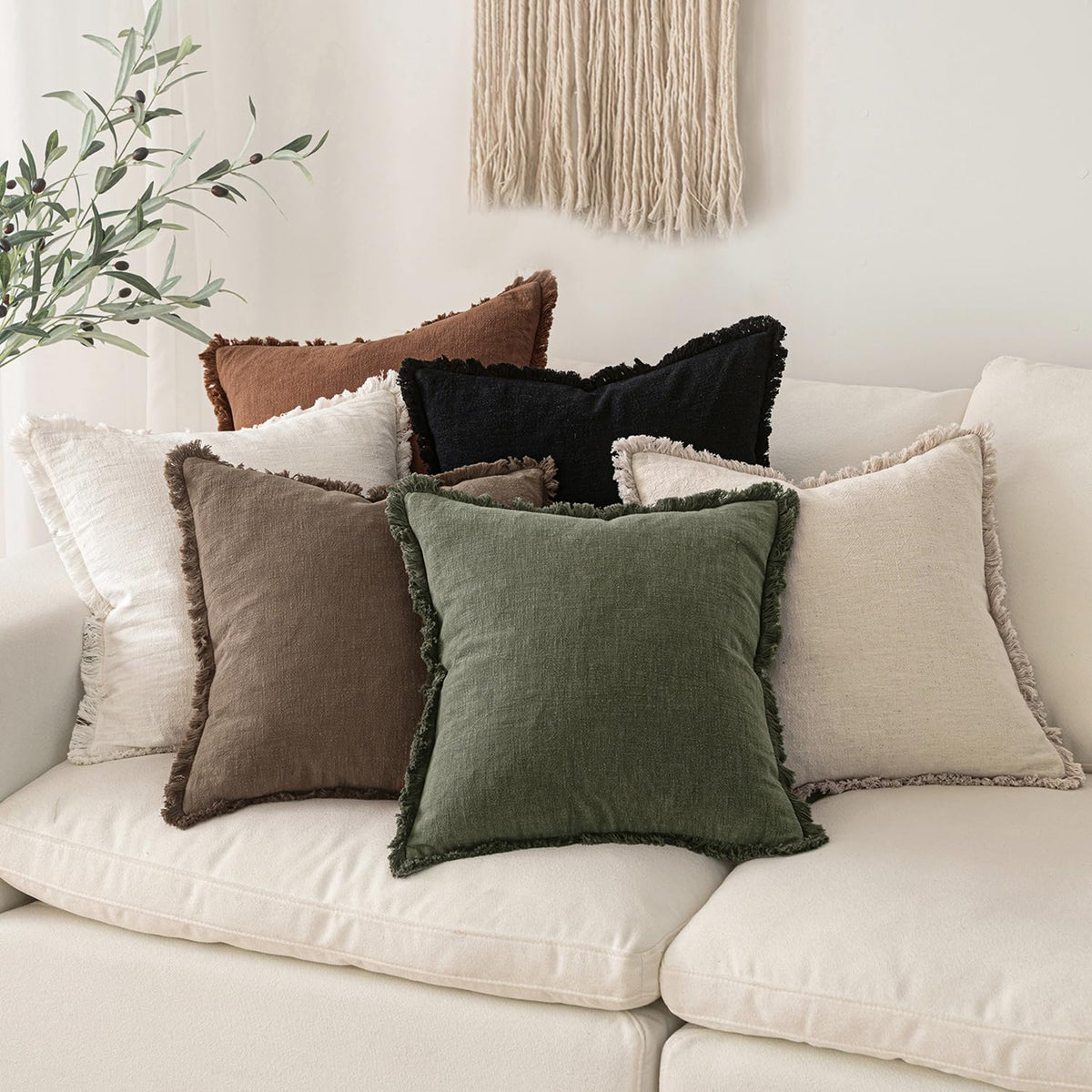 MIULEE boho fringe pillow cover adds farmhouse charm and durability.