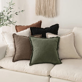 MIULEE boho fringe pillow cover adds farmhouse charm and durability.