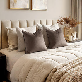 MIULEE decorative pillow cover in taupe enhances cozy living room vibes.