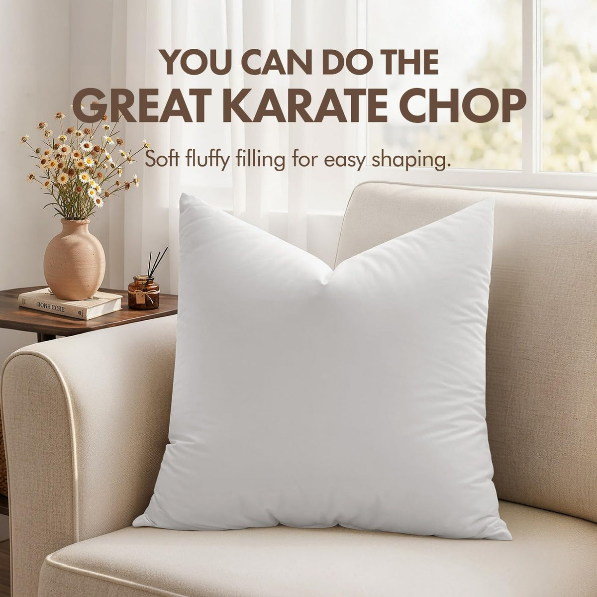 MIULEE decorative-pillow-insert in living room enhances layered styling.