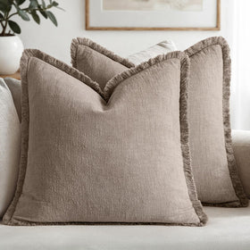 MIULEE decorative fringe pillow cover closeup for cozy decor
