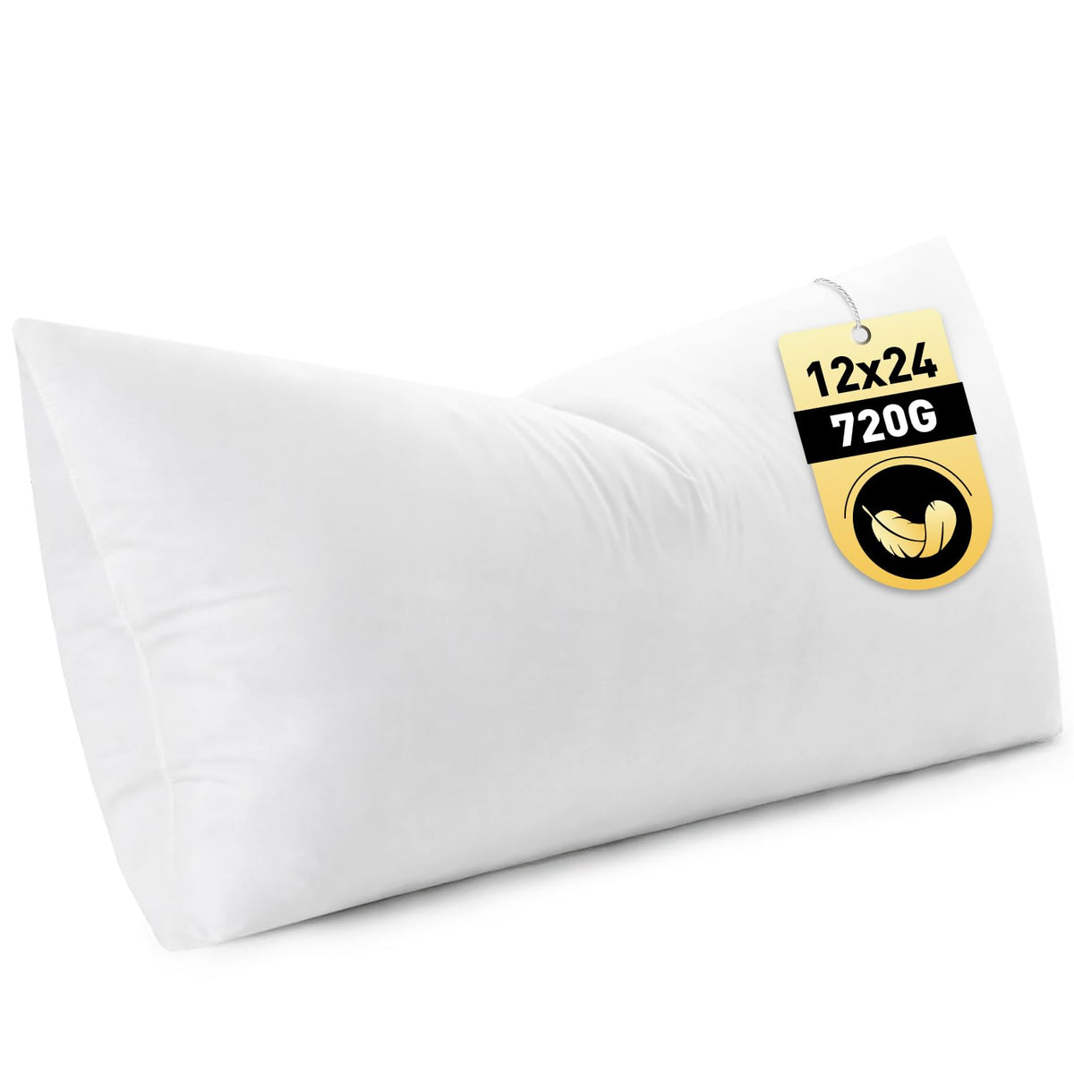 MIULEE down pillow insert 12x24 on bed delivering full, plush loft