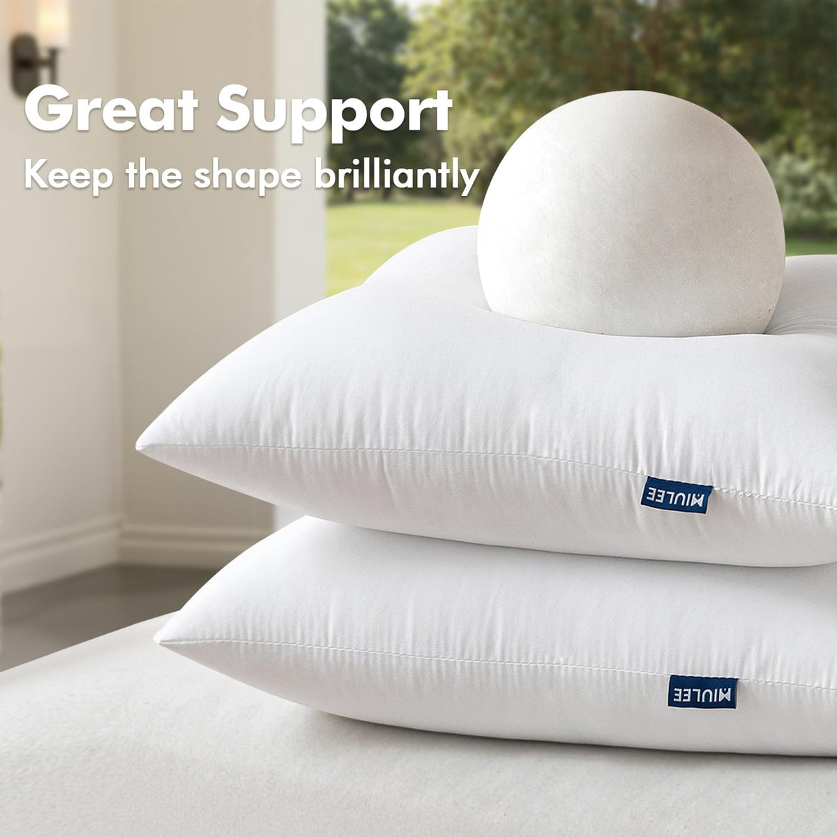 MIULEE dryer-based fluffing tip to restore pillow loft quickly.