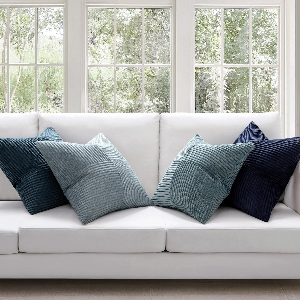 MIULEE patchwork corduroy 18x18 cover close-up highlights texture and craft for refined interiors