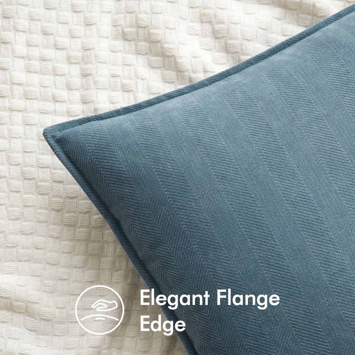 MIULEE dusty blue pillow cover back with hidden zipper for clean look.