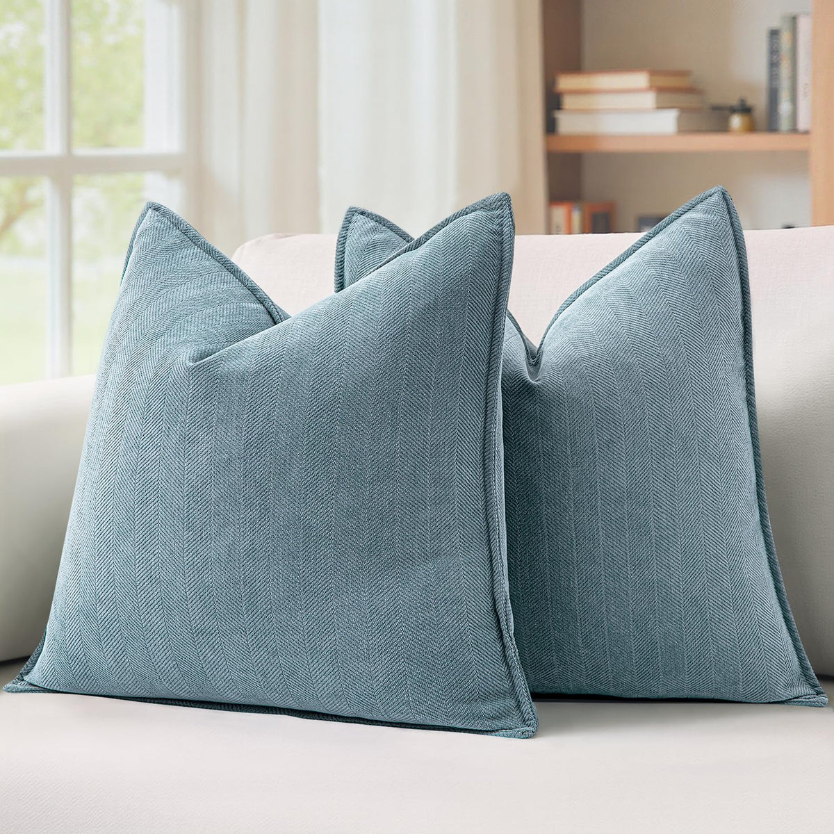 MIULEE dusty blue pillow cover 20x20 front view for stylish sofa decor.