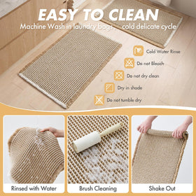 MIULEE easy-care bath mats are machine washable on gentle cycle.