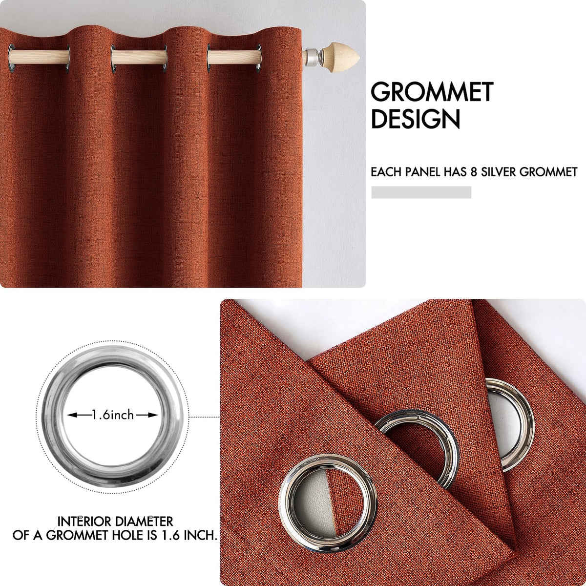 MIULEE eight-grommet design enables easy installation and smooth operation.