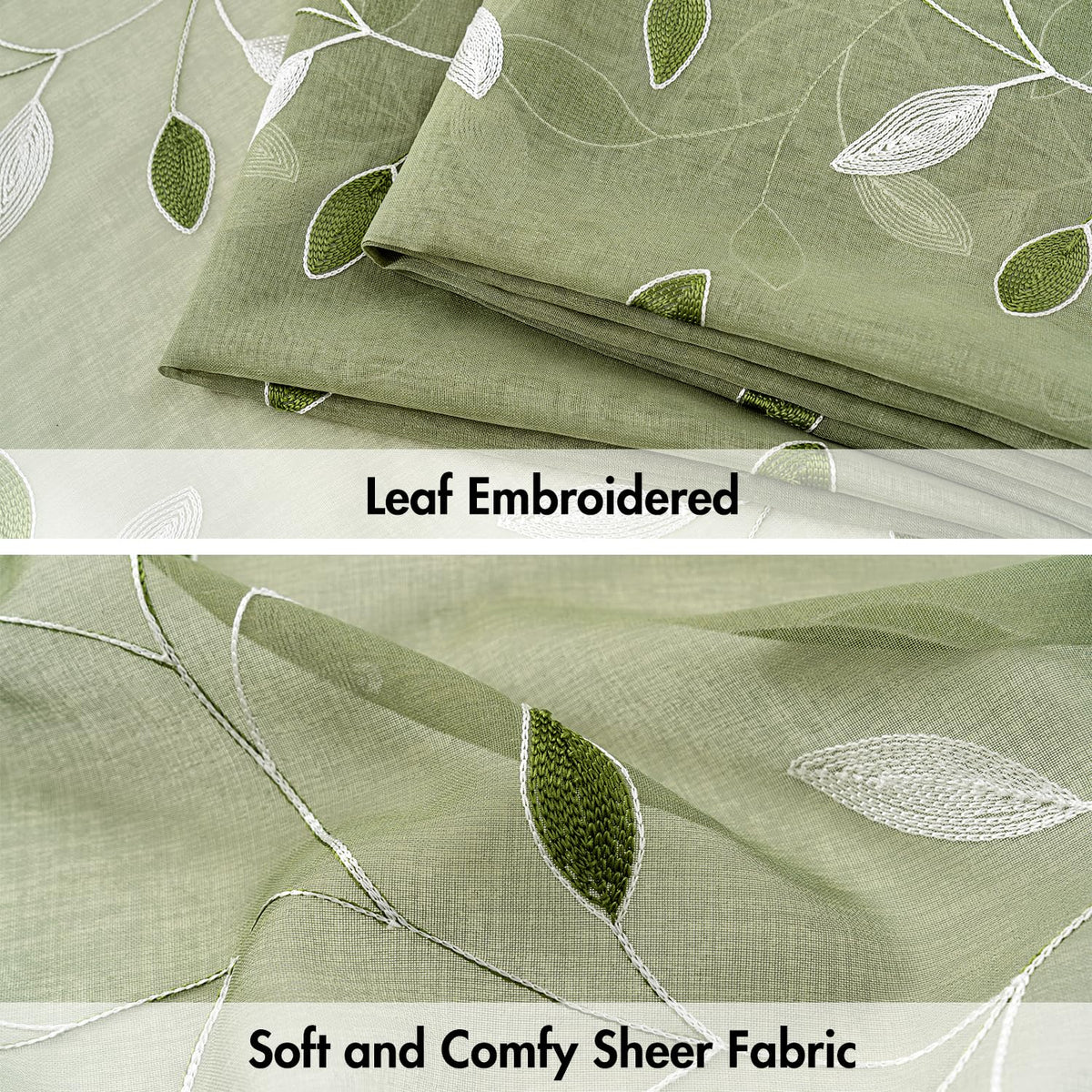 MIULEE embroidered leaves detail enhances bedroom decor with airy elegance.