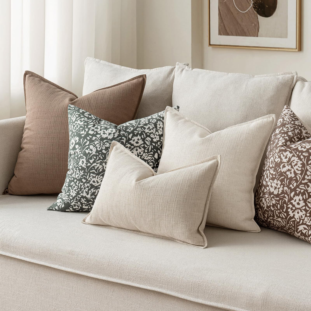 MIULEE euro sham cover styled on a bed with layered pillows.
