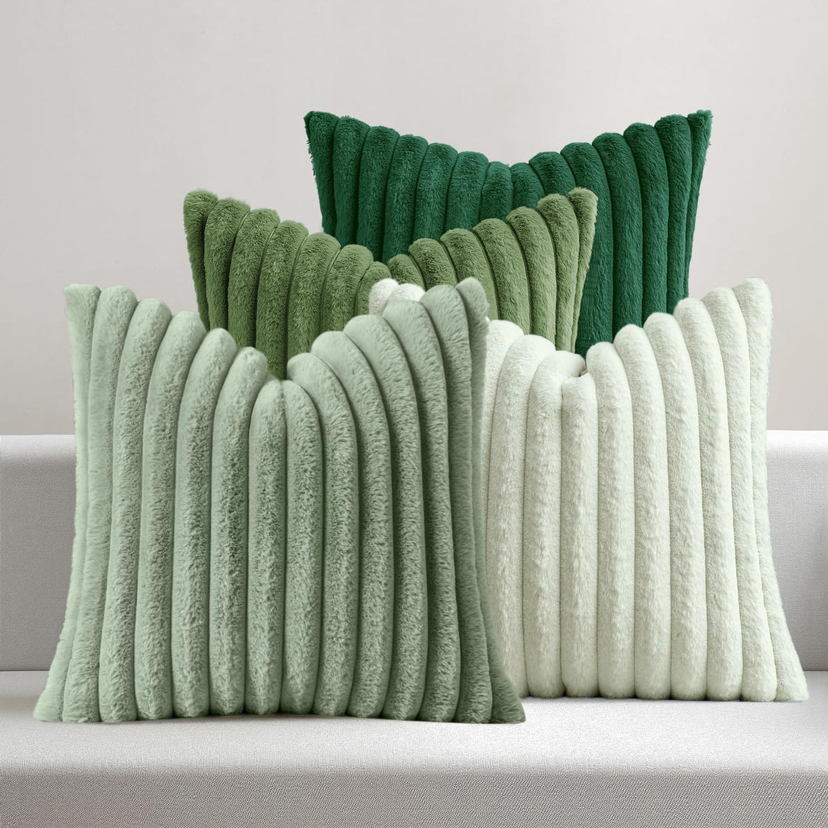 MIULEE faux fur front in green adds warmth and texture to your couch.