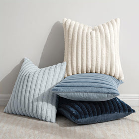 MIULEE pillow cover closeup texture shows soft fur and velvet back for cozy comfort.