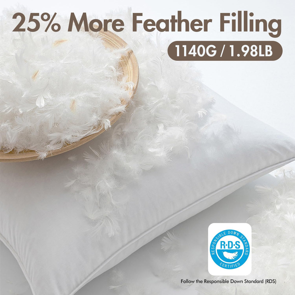 MIULEE feather-down filling delivers plush loft and lasting shape
