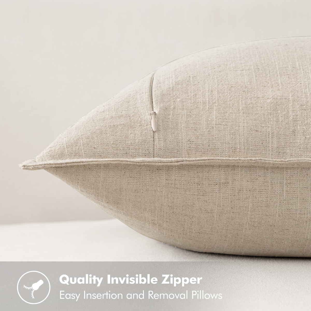 MIULEE flange edge design close up on durable linen fabric