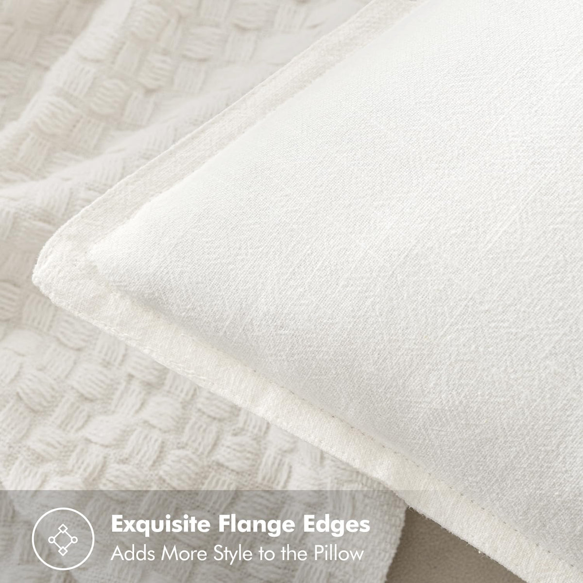 MIULEE flange-edge pillow cover in cream for a classic, fray-free finish