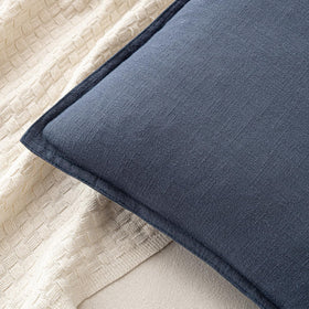 MIULEE flange-edged pillow cover in indigo enhances boho living room decor