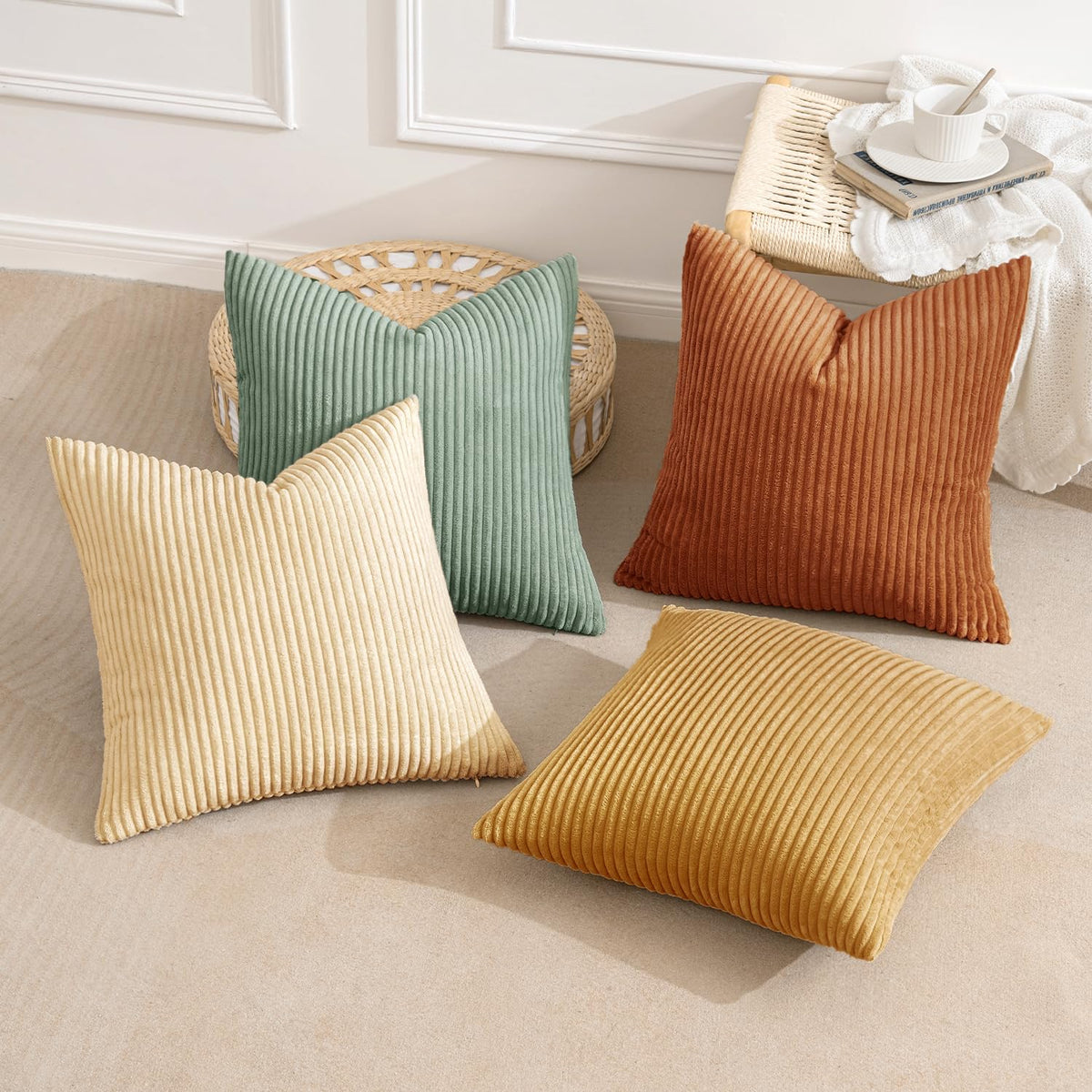 MIULEE set of four pillow covers enables coordinated decor across spaces.