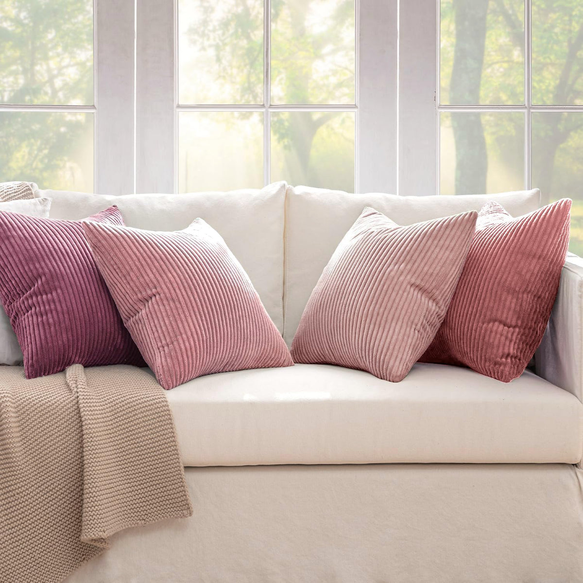 MIULEE set of four pillow covers to refresh multiple rooms quickly.