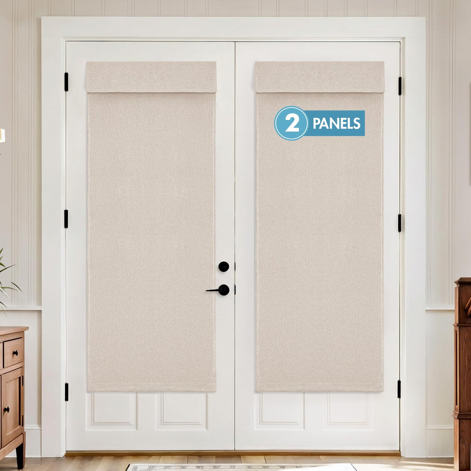 MIULEE French door blackout curtains cover glass for privacy and style.