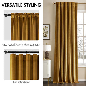 MIULEE Gold Velvet Curtains in bedroom setup offering privacy and thermal efficiency.