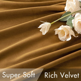 MIULEE Gold Velvet Curtains show versatile hanging with back tab and rod pocket.