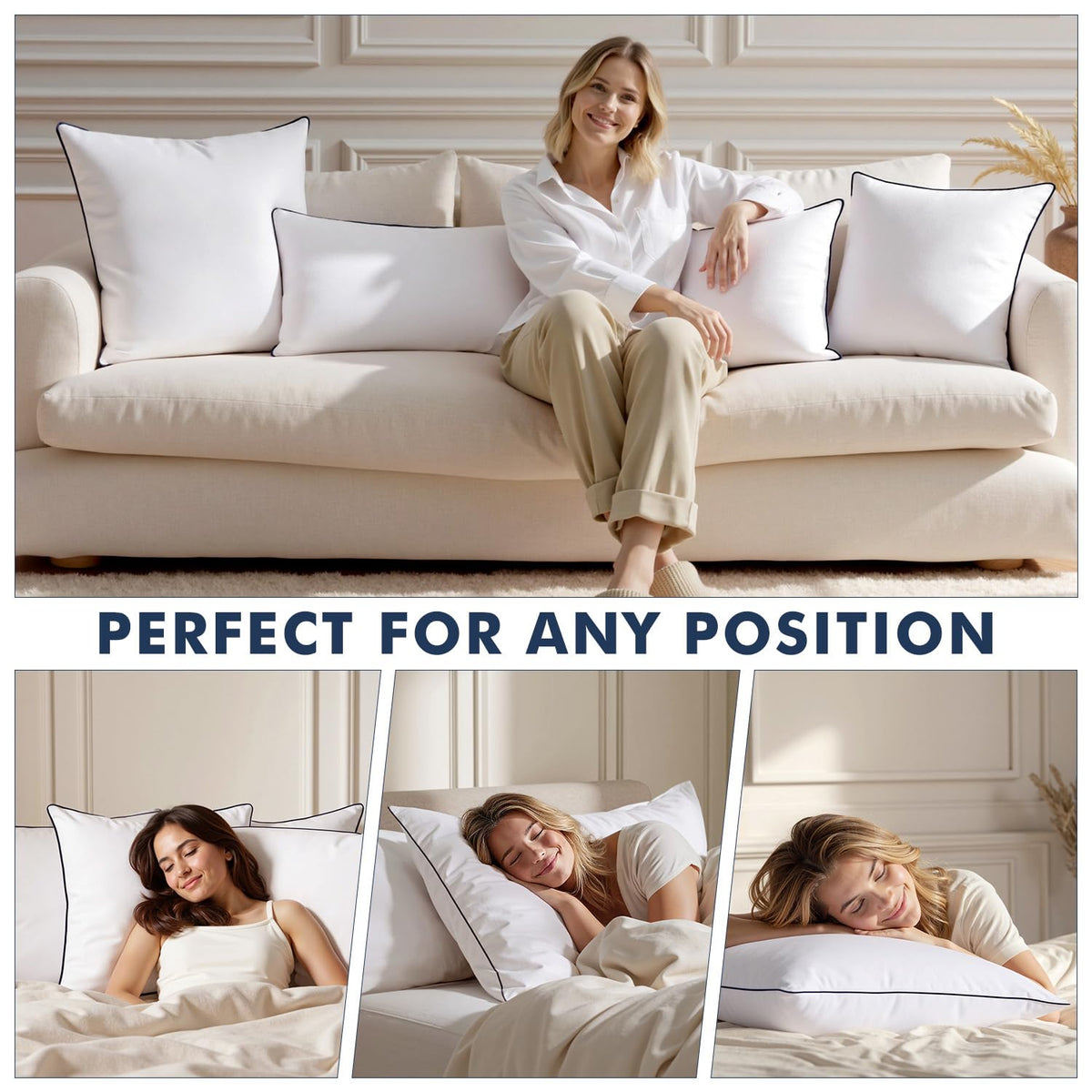 MIULEE goose feather pillow insert vacuum pack demonstrates compact storage readiness.